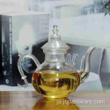 注入器が付いている新しい耐熱性の咲く茶ガラスのティーポット